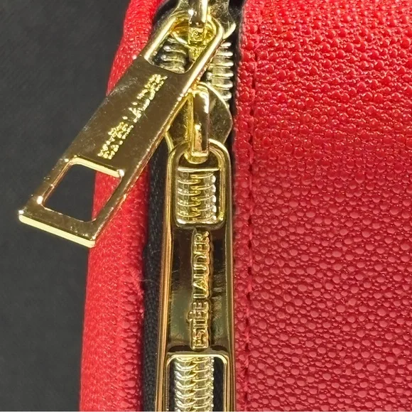 2 Estee Lauder Bags Double Train Case Red Velvet Professional Hard Zipper Bow - Picture 3 of 16